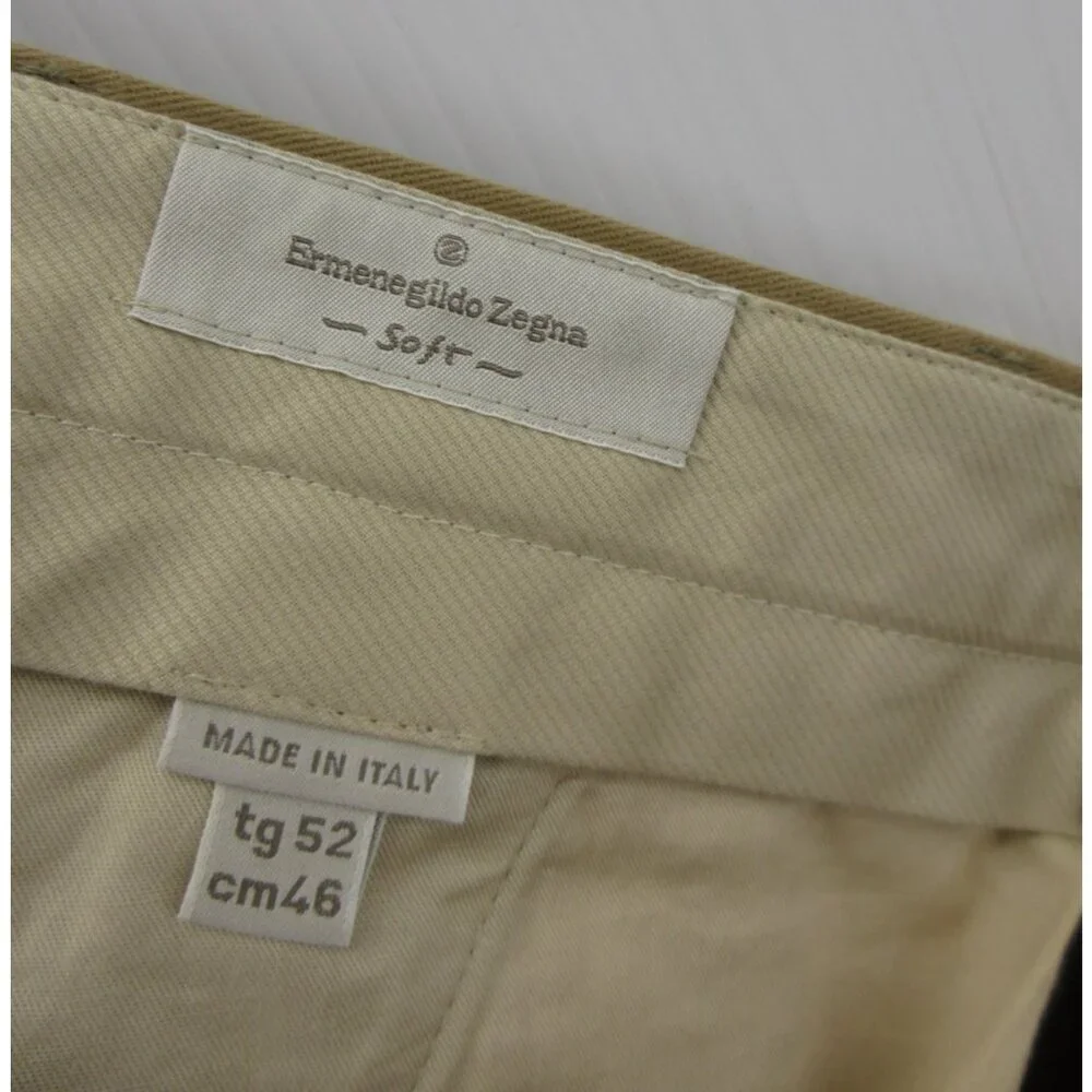 Ermenegildo Zegna Pants 36X29 Tan Soft Chino Khakis Trousers Italy 52